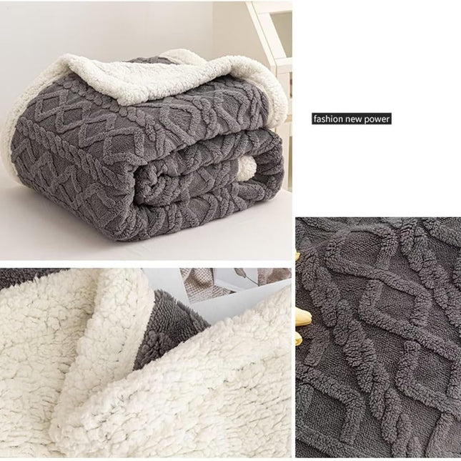 Manta de lã Sherpa 210x230 cm – Manta dupla face em flanela e sherpa, 100% poliéster, super macia e muito quente para o inverno.