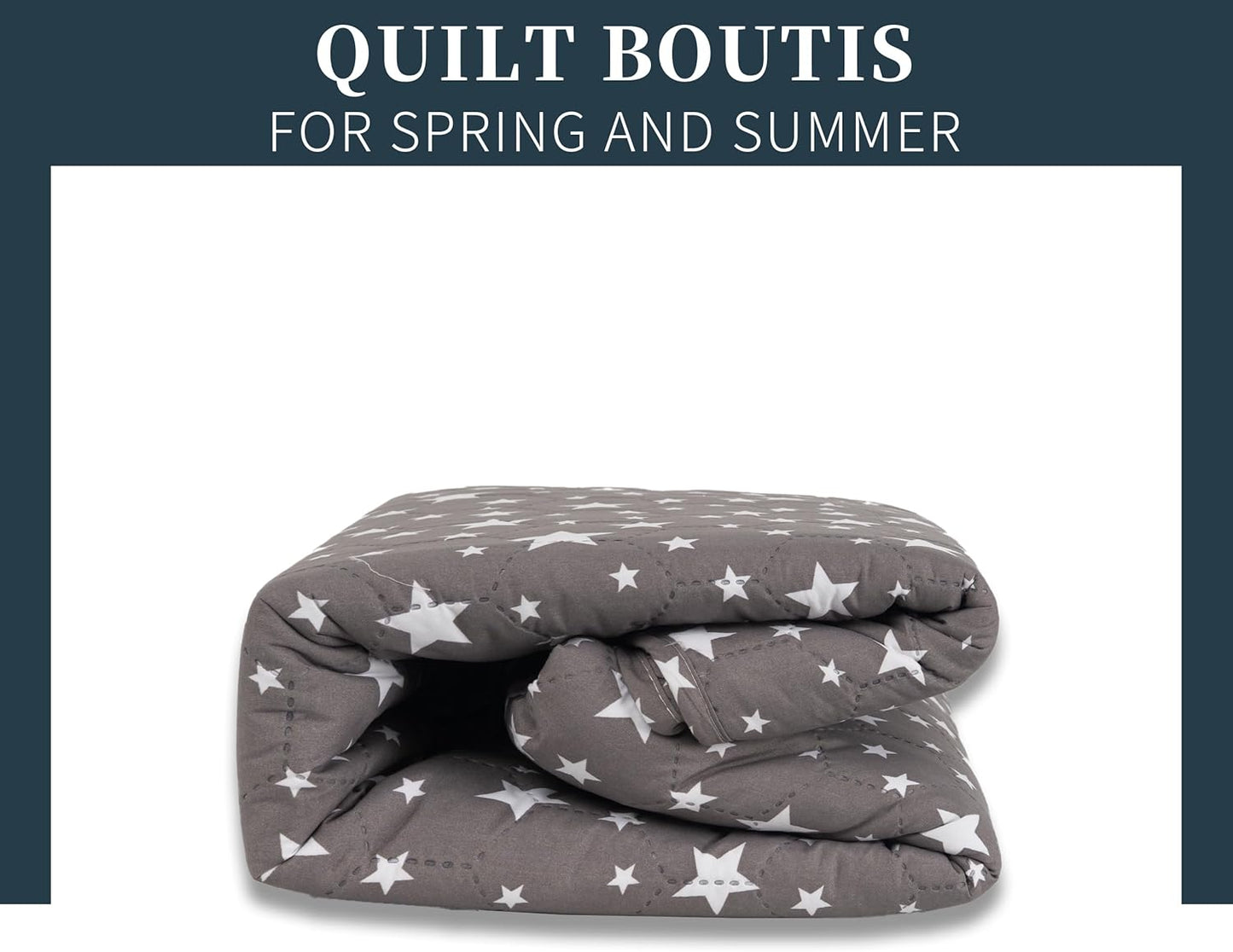 Colcha Boutis para Primavera y Verano Bicolor Reversible Liso - MODELO ESTRELLITAS