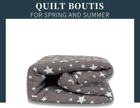 Boutis Quilt for Spring and Summer, Two-Tone Reversible Plain - FLOWER MODEL