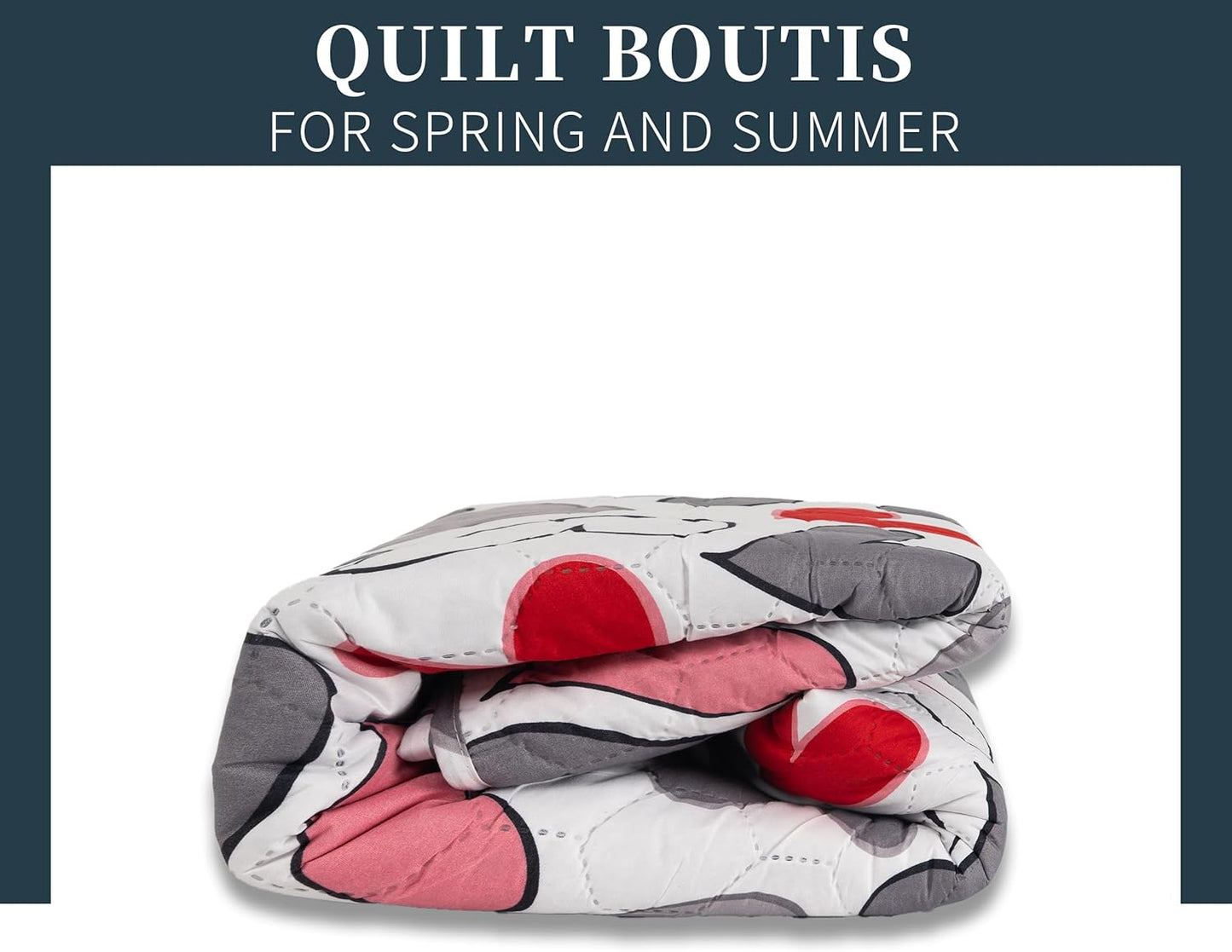 Colcha Boutis para Primavera y Verano Bicolor Reversible Liso - MODELO CORAZONES