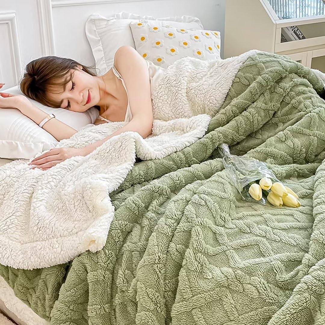 Manta Cama de Borrego 210x230 cm – Manta Doble Cara Franela y Sherpa, 100% Poliéster, Súper Suave y Muy Caliente para Invierno