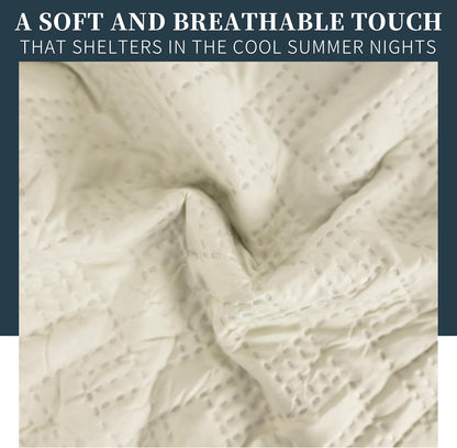 Boutis Quilt for Spring and Summer, Two-Tone Reversible Plain - Beige