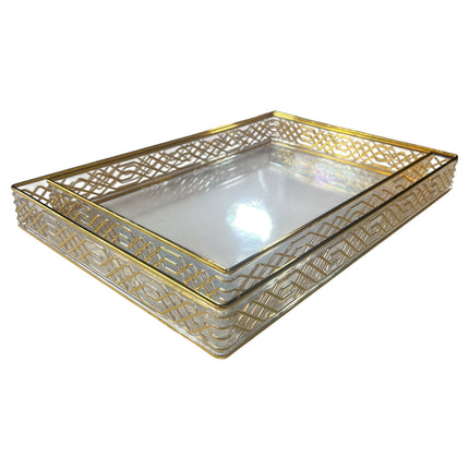 ✅ Conjunto de 2 Tabuleiros Retangulares em Plástico Dourado - Estilo Árabe 🕌✨