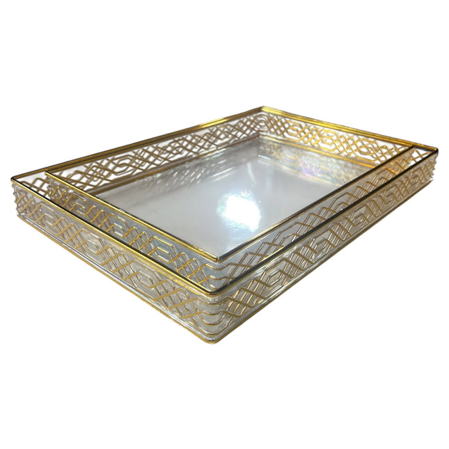 ✅ Set de 2 Bandejas Rectangulares de plástico DORADO - Estilo Árabe 🕌✨