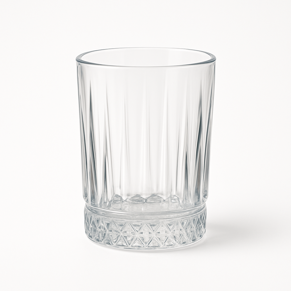 Pack 12 Vasos de Cristal 200 ml | Diseño Clásico Tallado | Vasos Resistentes para Agua, Té y Refrescos