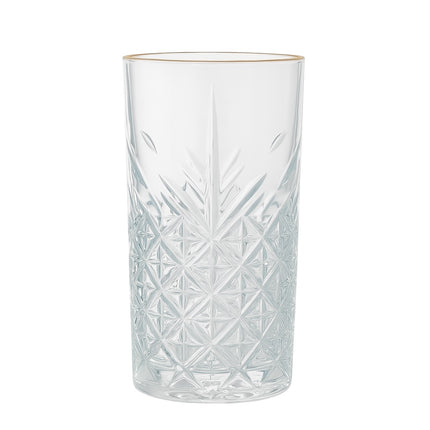 6 Copos de Vidro Texturizado com Detalhes Dourados