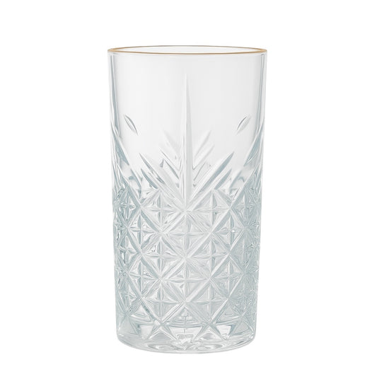 6 Vasos de Cristal Texturizado con detalles dorados