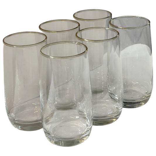 🥂 Set de 6 Vasos de Cristal – Borde Dorado ✨