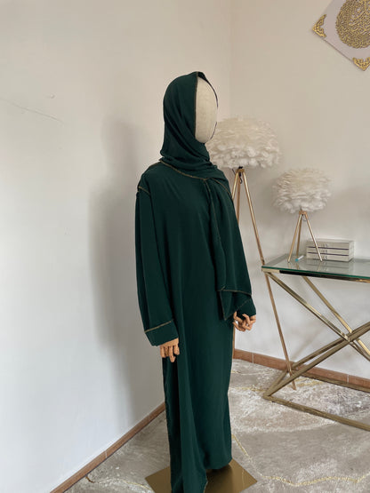 Abaya con velo integrado tela Crepe