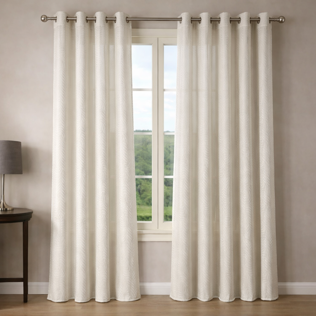 Cortinas de Terciopelo de Alta Calidad  MODELO ESPIGAS – COLOR BLANCO
