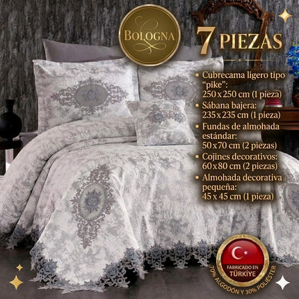 Luxury Bedding Set "Bologna" – Classic Elegance with Embossed Embroidery - GREY COLOR