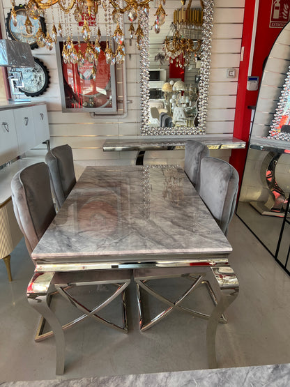 Mesa de Comedor de Diseño Contemporáneo - Mármol y Plateado 160x90x75 Alta calidad (copia)