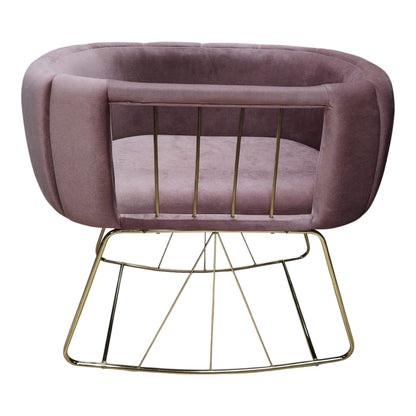 Berço de veludo luxuoso feito à mão – Design elegante e moderno – Rosa com pernas douradas 💤