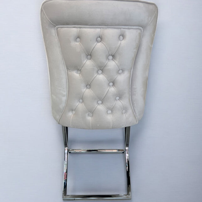 Silla terciopelo para comedor BONGOV01 PA beig , patas metal plateado