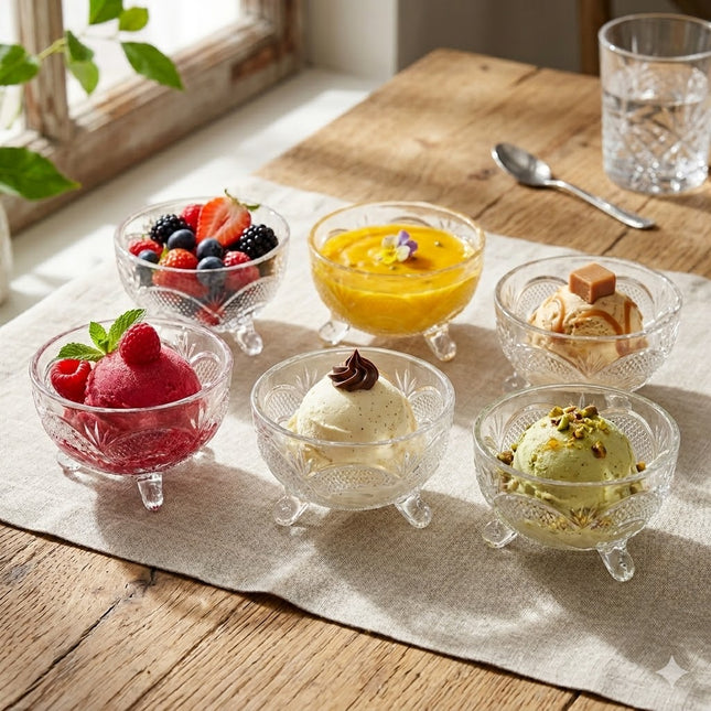 Set of 6 Crystal Sugar Bowls – Elegance and Functionality on Your Table