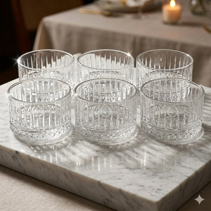 ✅ Set of 6 engraved glass bowls — 215 ml, elegance in every detail ✅