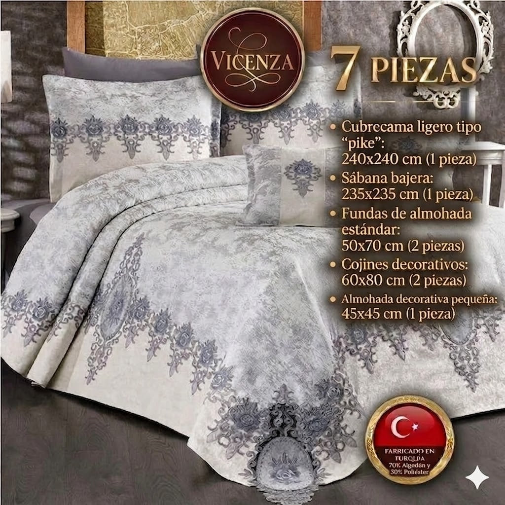 Conjunto de cama de luxo Vicenza – Elegância clássica com estilo barroco
