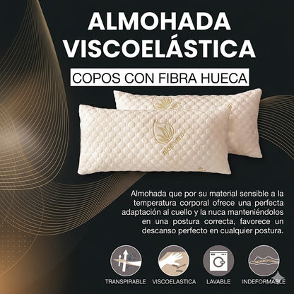 Almohada Viscoelástica Confort – Copos con Fibra Hueca, Lavable y Transpirable
