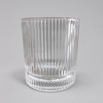 Set de 6 Vasos Bajos de Cristal con Relieve – Elegantes y Resistentes para Bebidas, Refrescos y Zumos
