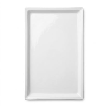 Plato Rectangular Blanco 41,5 × 66 cm – Diseño Minimalista con Borde Elevado