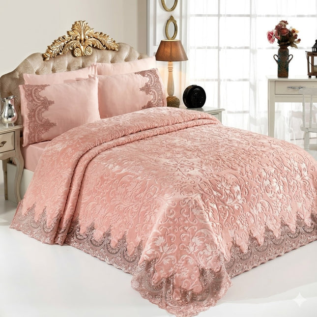 Conjunto de cobertores Banu Cream – Elegância e aconchego para seu quarto