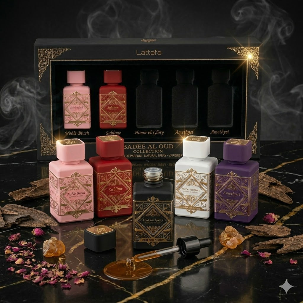 Pack Mini Badee Al Oud de Lattafa – 4 Fragancias Icónicas en Formato Mini