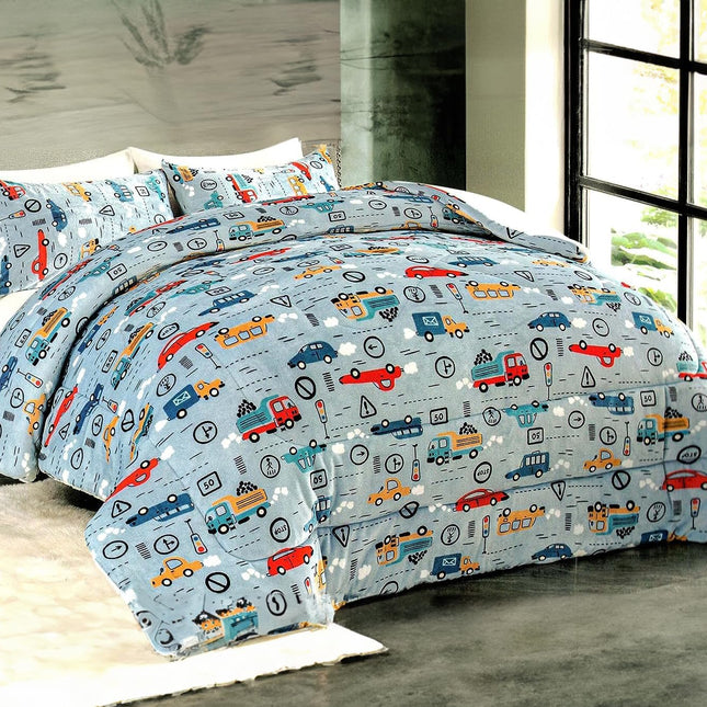 EDREDÓN BORREGO NÓRDICO PARA NIÑOS MODELO CARS - CAMA INDIVIDUAL (90/105) + 1 FUNDA ALMOHADA