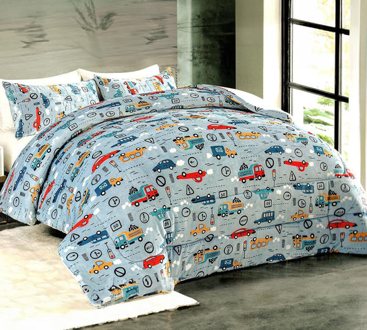 EDREDÓN BORREGO NÓRDICO PARA NIÑOS MODELO CARS - CAMA INDIVIDUAL (90/105) + 1 FUNDA ALMOHADA