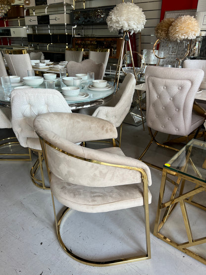 🤍✨ Silla BIEN 12 en MARFIL / BEIGE con BASE DORADA — G lam Premium ✨🪞
