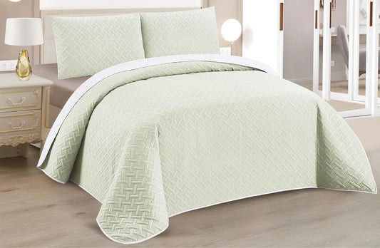 Boutis Quilt for Spring and Summer, Two-Tone Reversible Plain - Beige