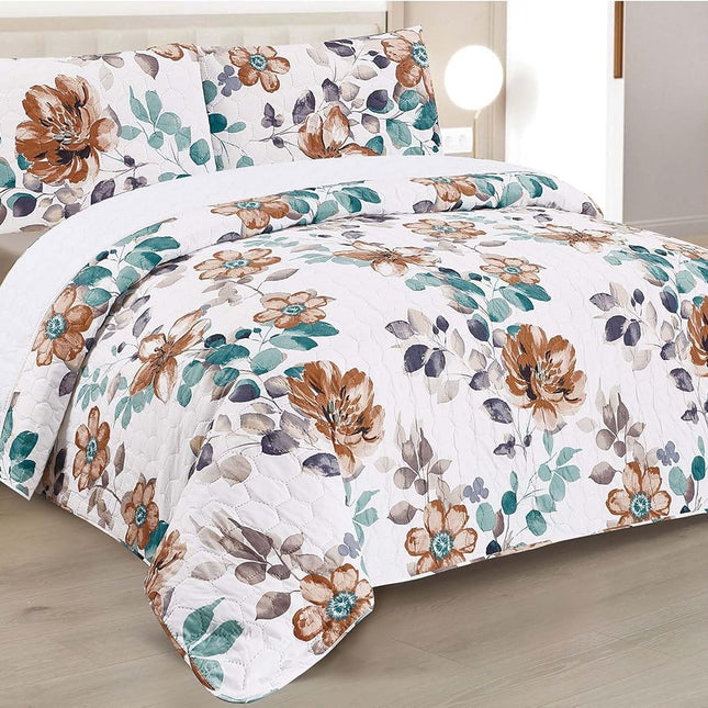 Edredom Boutis para primavera e verão, liso reversível em dois tons - MODELO FLOWER