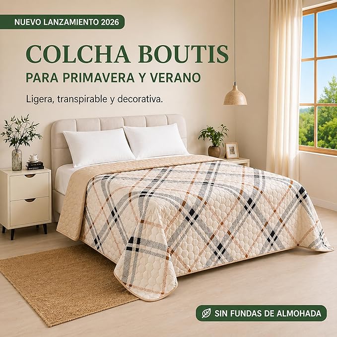 Colcha Bouti Primavera-Verano Estampado a Cuadros | Bazar Al Madina
