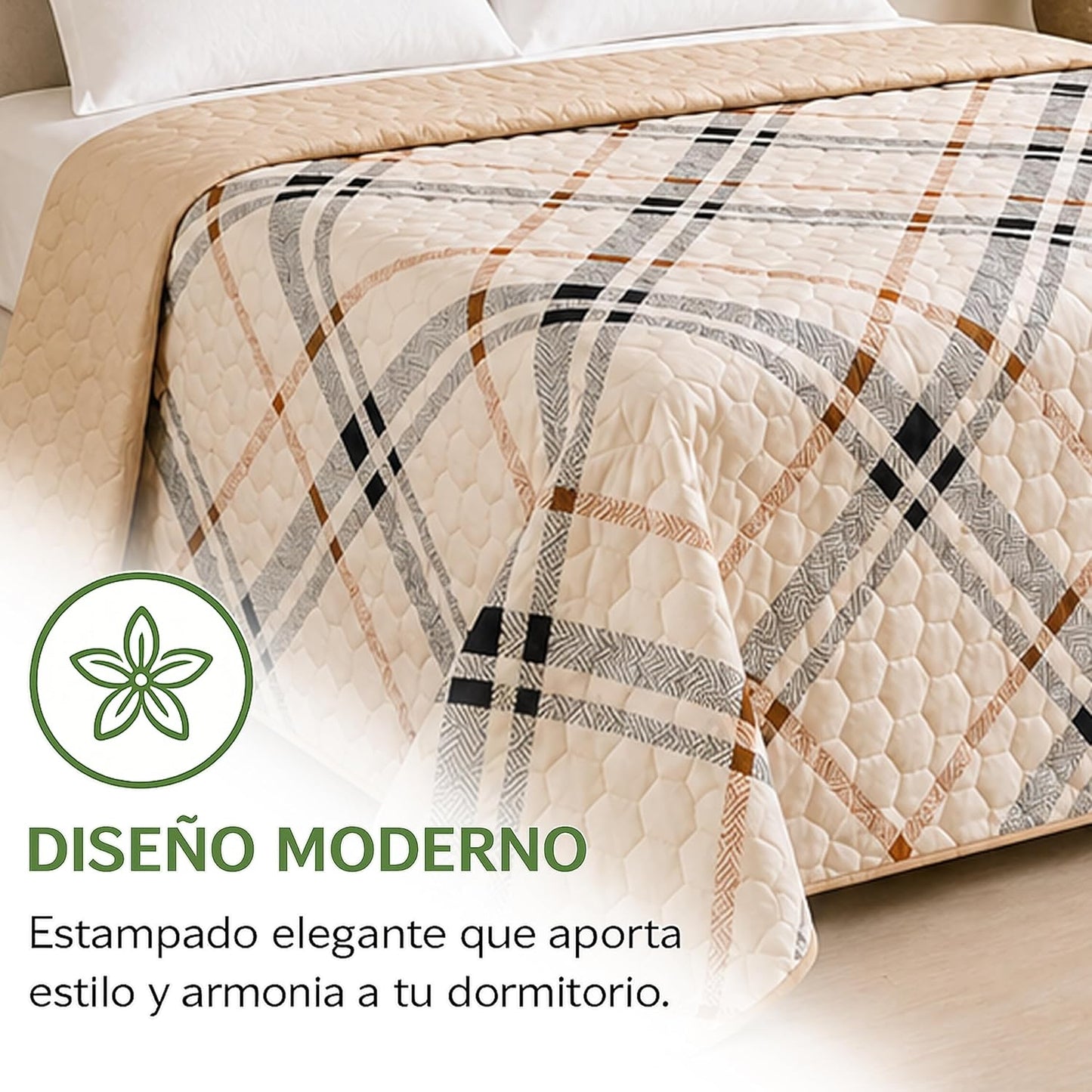 Colcha Bouti Primavera-Verano Estampado a Cuadros | Bazar Al Madina