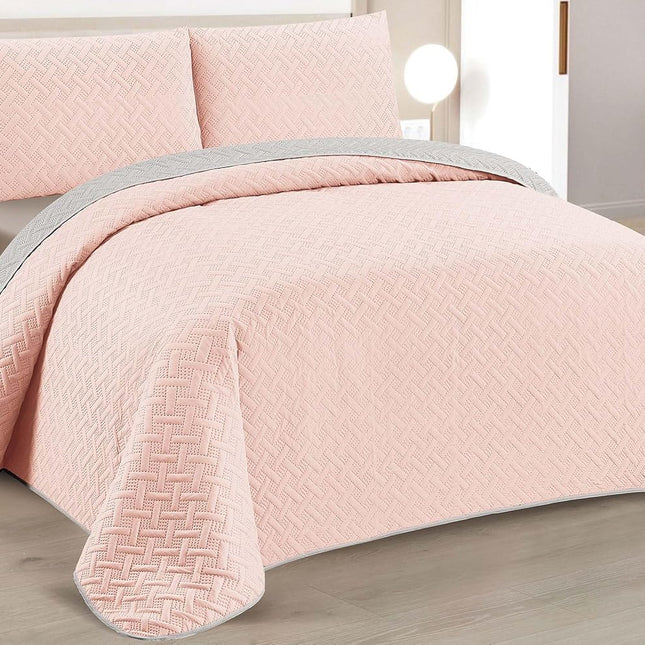 Edredom Boutis para primavera e verão, liso reversível em dois tons - bege