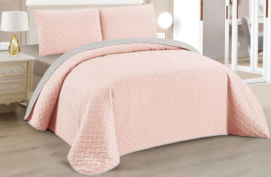 Boutis Quilt for Spring and Summer, Two-Tone Reversible Plain - Beige
