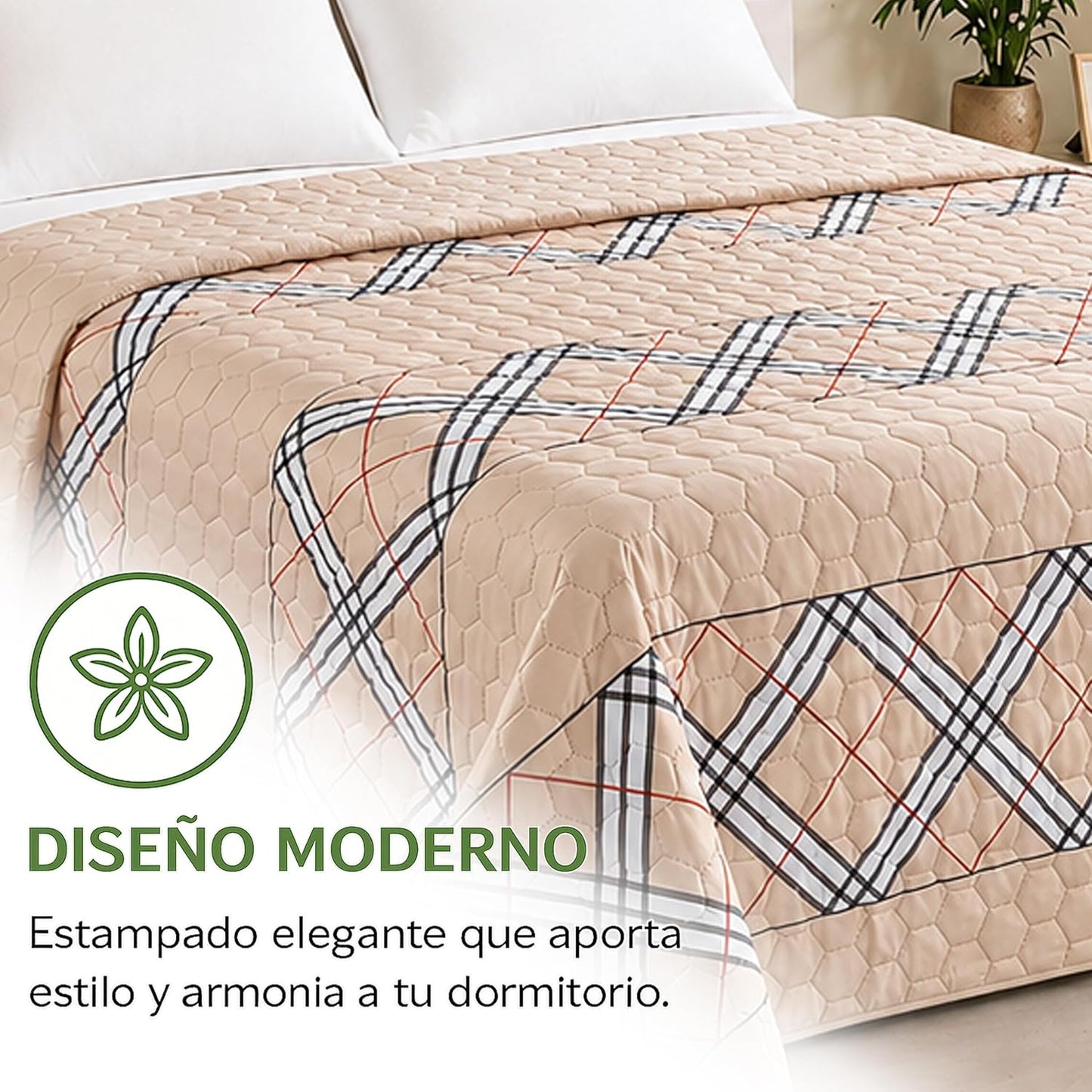Colcha Bouti Primavera-Verano Estampado a Cuadros | Bazar Al Madina