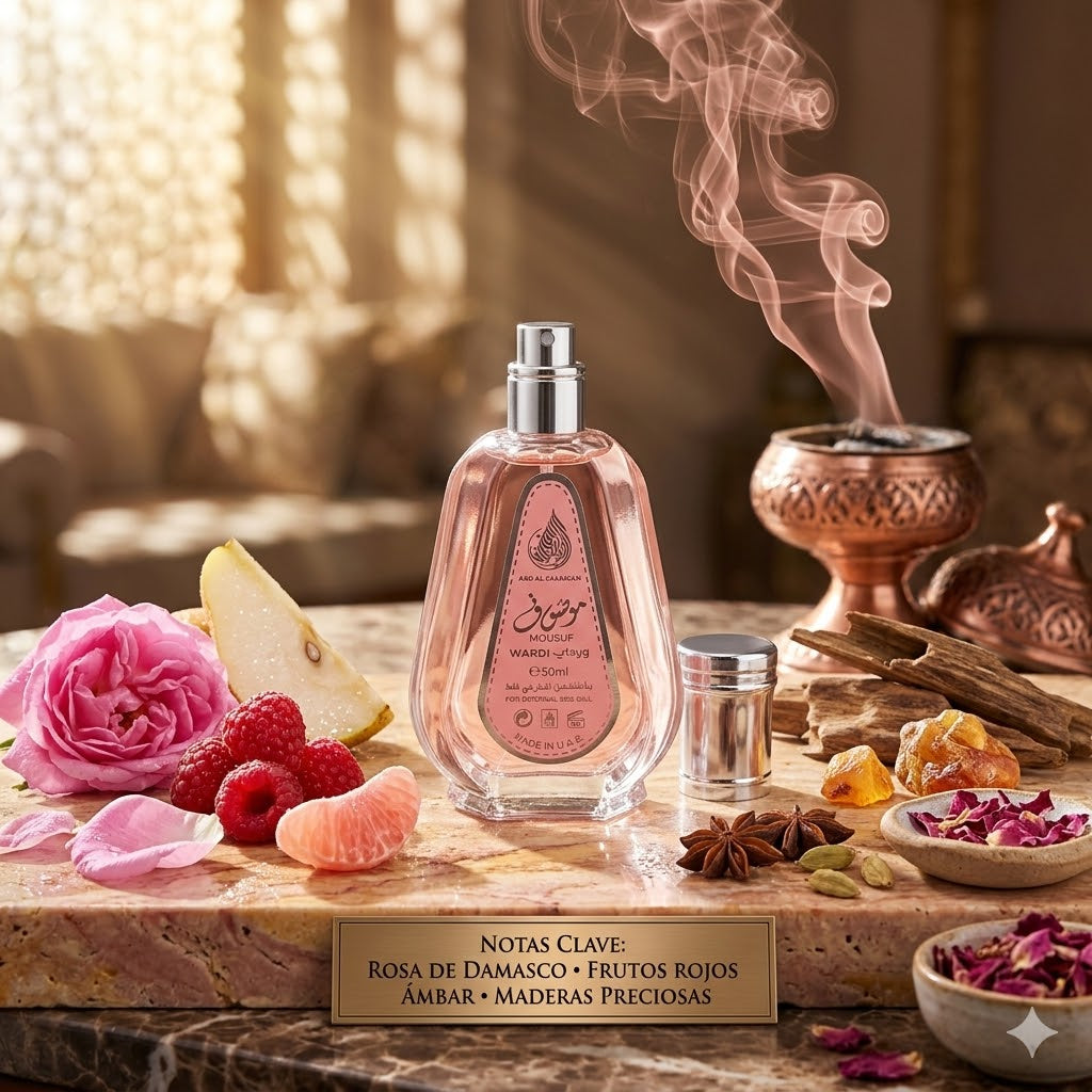 Mousuf Wardi (50ml) de Ard Al Zaafaran: El Perfume Árabe Femenino de Larga Duración Perfecto para Uso Diario y Citas Románticas