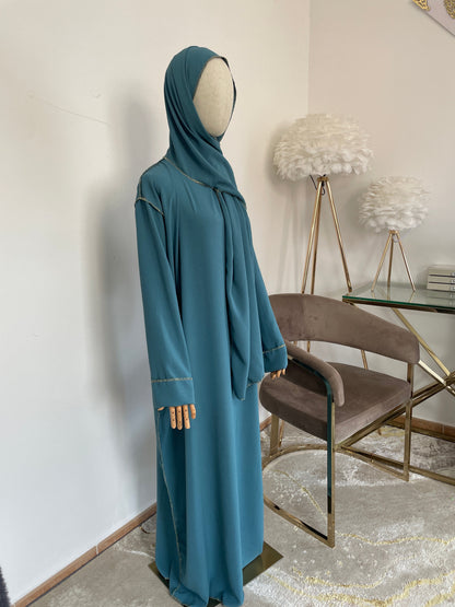 Abaya con velo integrado tela Crepe
