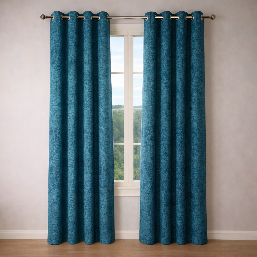 CORTINA JACQUARD MODELO CASERTA 140 x 240 CM – COLOR AZUL