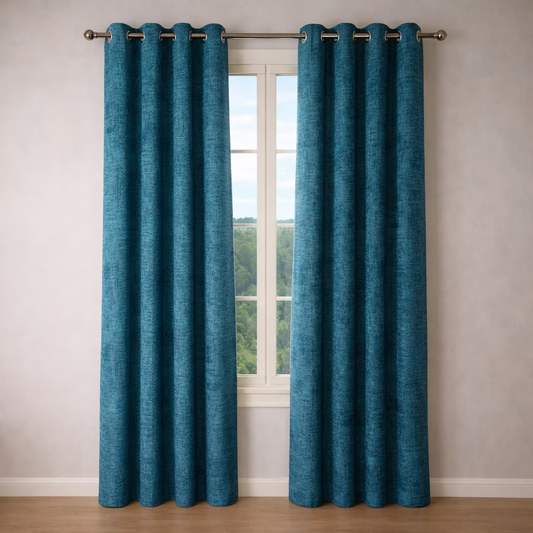 CORTINA JACQUARD MODELO CASERTA 140 x 240 CM – COLOR AZUL