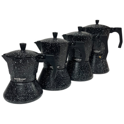 Italian Aluminum Coffee Maker with Black Speckled Design – Vintage Style ☕✨