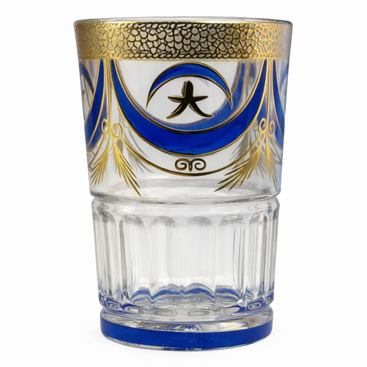 Vaso de Cristal Decorado para Té Árabe - Estilo Azul Nazar