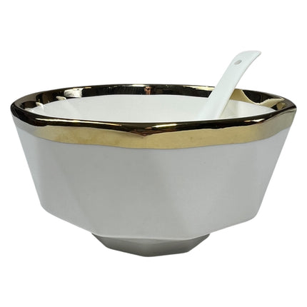 Conjunto de sopa BAVARY COLLECTION com 15 peças – Design de diamante com acabamento dourado