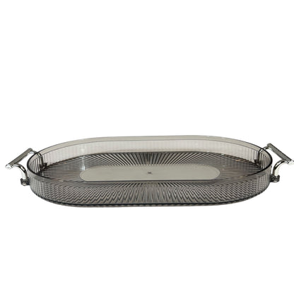 🟠 Bandeja oval grande com alças douradas – Funcionalidade e estilo em um só – Plástico DOURADO