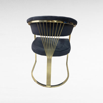 BABYFACE37 dark grey velvet dining chair with gold stainless steel legs