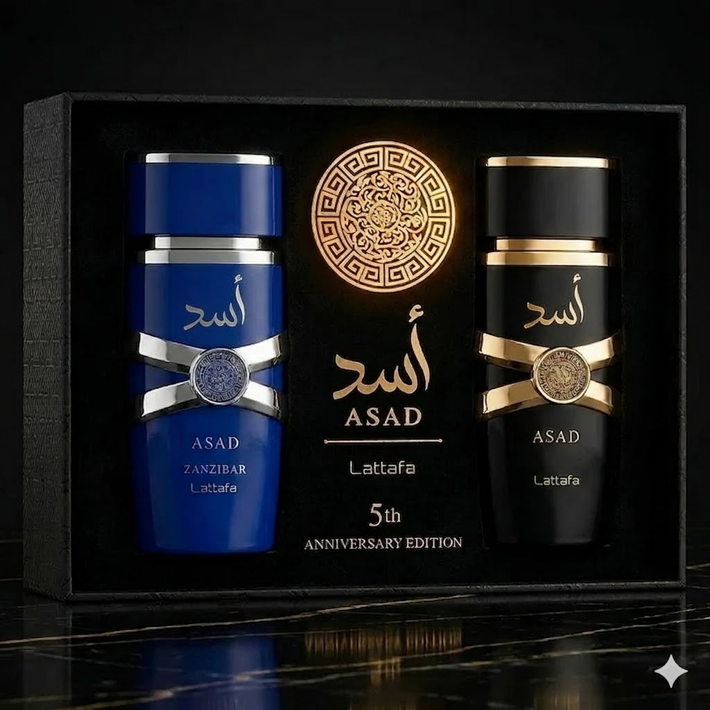 🦁 Pack ASAD 5º Aniversario – Asad 100ml + Asad Zanzibar 100ml | Lattafa Perfumes