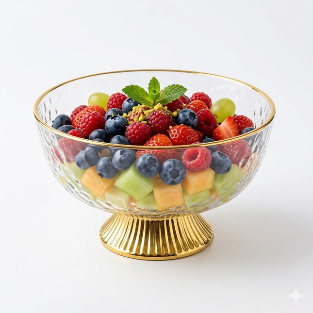Clear Plastic Bowl with Gold Rim – Glass Effect