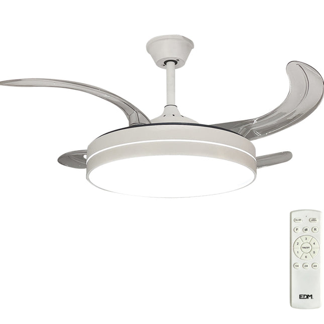 VENTILADOR DE TETO LED, MODELO ROSS, PÁS RETRÁTEIS, BRANCO FOSCO, Ø107 cm