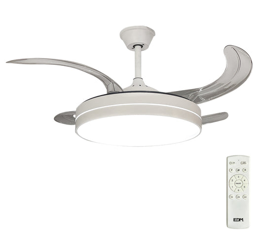 VENTILADOR DE TECHO LED, MODELO ROSS, ASPAS RETRÁCTILES, BLANCO MATE, Ø107 cm