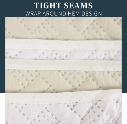 Boutis Quilt for Spring and Summer, Two-Tone Reversible Plain - Beige